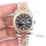 ARF Swiss 3135 Rolex Datejust 36MM Mens Watches - Two-Tone Rose Glod Black Face